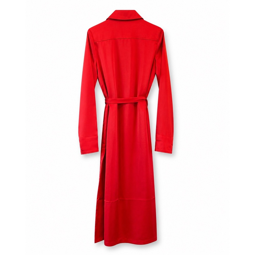 Gabrielle Union Red Duster Coat Long Belted Trench Jacket XS New 1816 - Picture 2 of 4